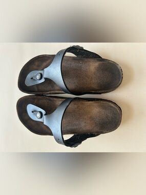 Birkenstock gray Brown Leather Toe-Post Sandals